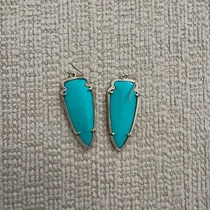 Kendra Scott Teal and Gold-trim Statement Earrings